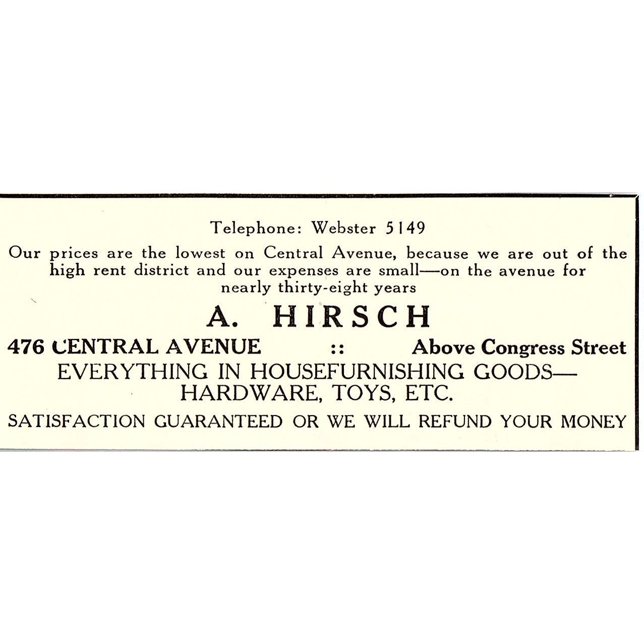 A. Hirsch Hardware Home Goods Jersey City NJ 1920s Ad AF3-8