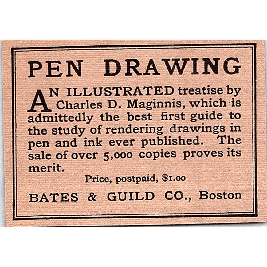 Pen Drawing Charles D Maginnis Bates & Guild Co Boston - 1908 Ad AF5-4