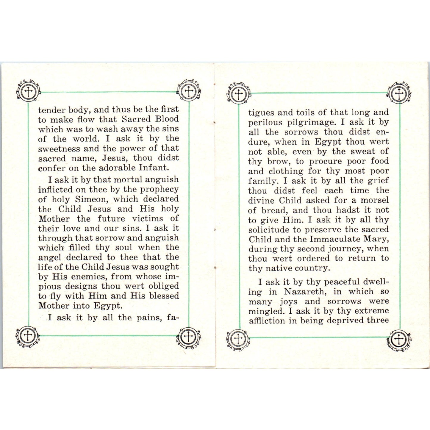 Prayers to Obtain Favor from St. Joseph Vintage Catholic Prayer Leaflet TH2-PC2
