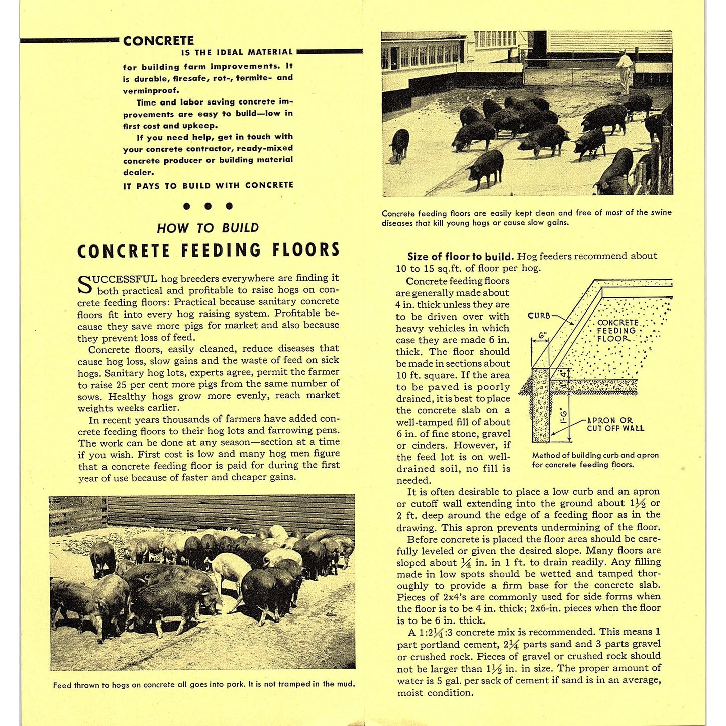 Build Concrete Feeding Floors 1950s Portland Cement Vintage Brochure AG5-H5