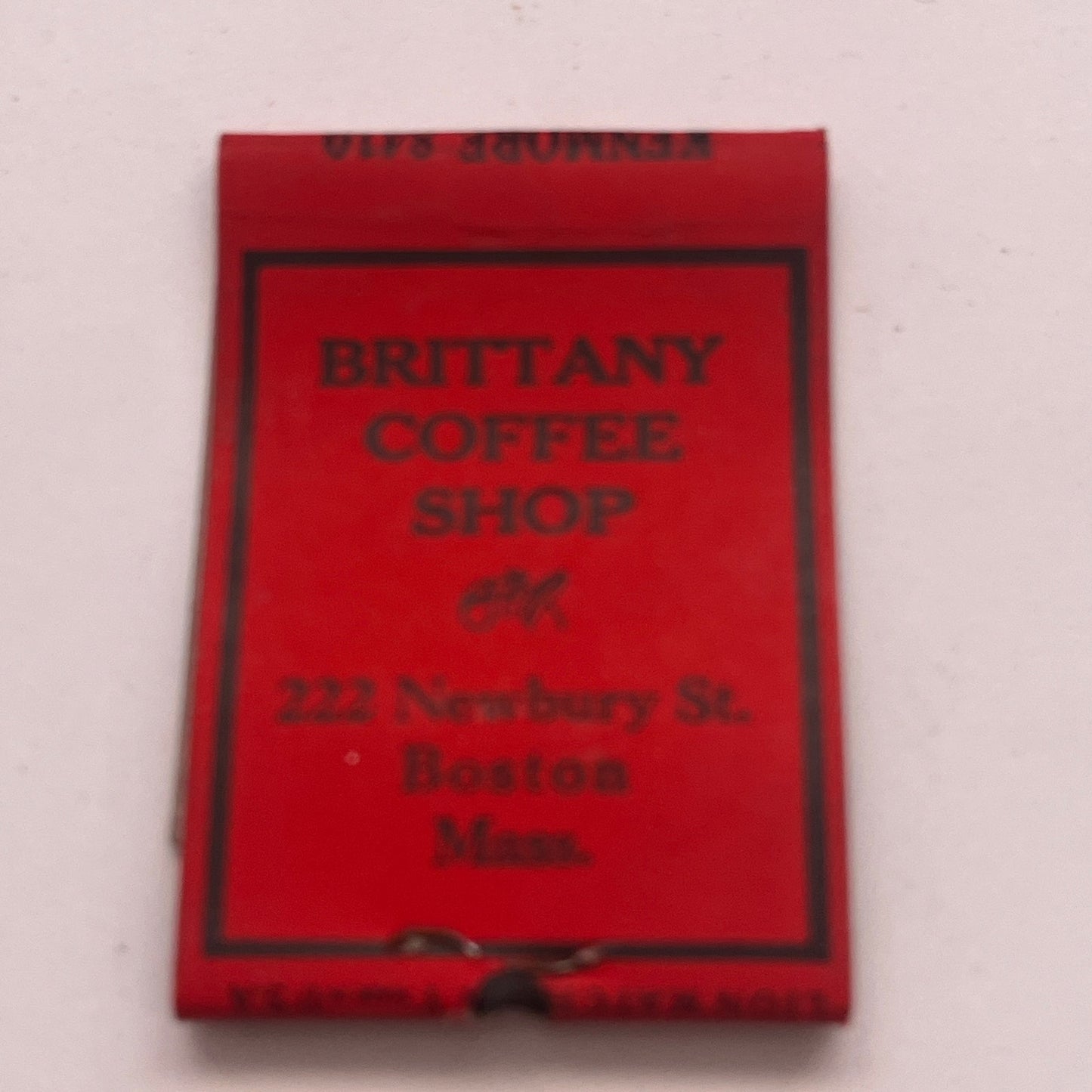 Brittany Coffee Shop 222 Newbury St Boston MA Vintage Matchbook Cover TB8-MB2-9