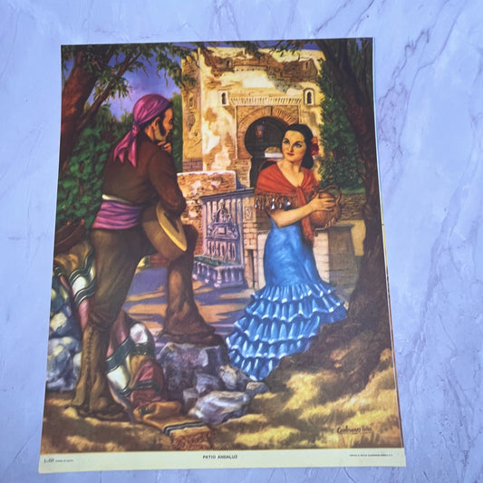 Patio Andaluz - Retro Mexican Art 11.5x14.5" Art Print V22