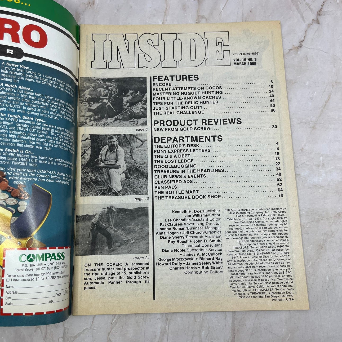 1988 March - Treasure Magazine - Treasure Hunting Prospecting Metal Detector M15