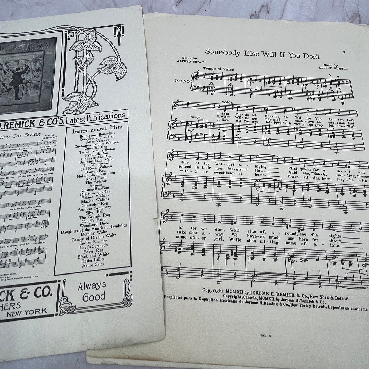 Somebody Else Will If You Don't Song Alfred Bryan Gumble 1912 Sheet Music V16