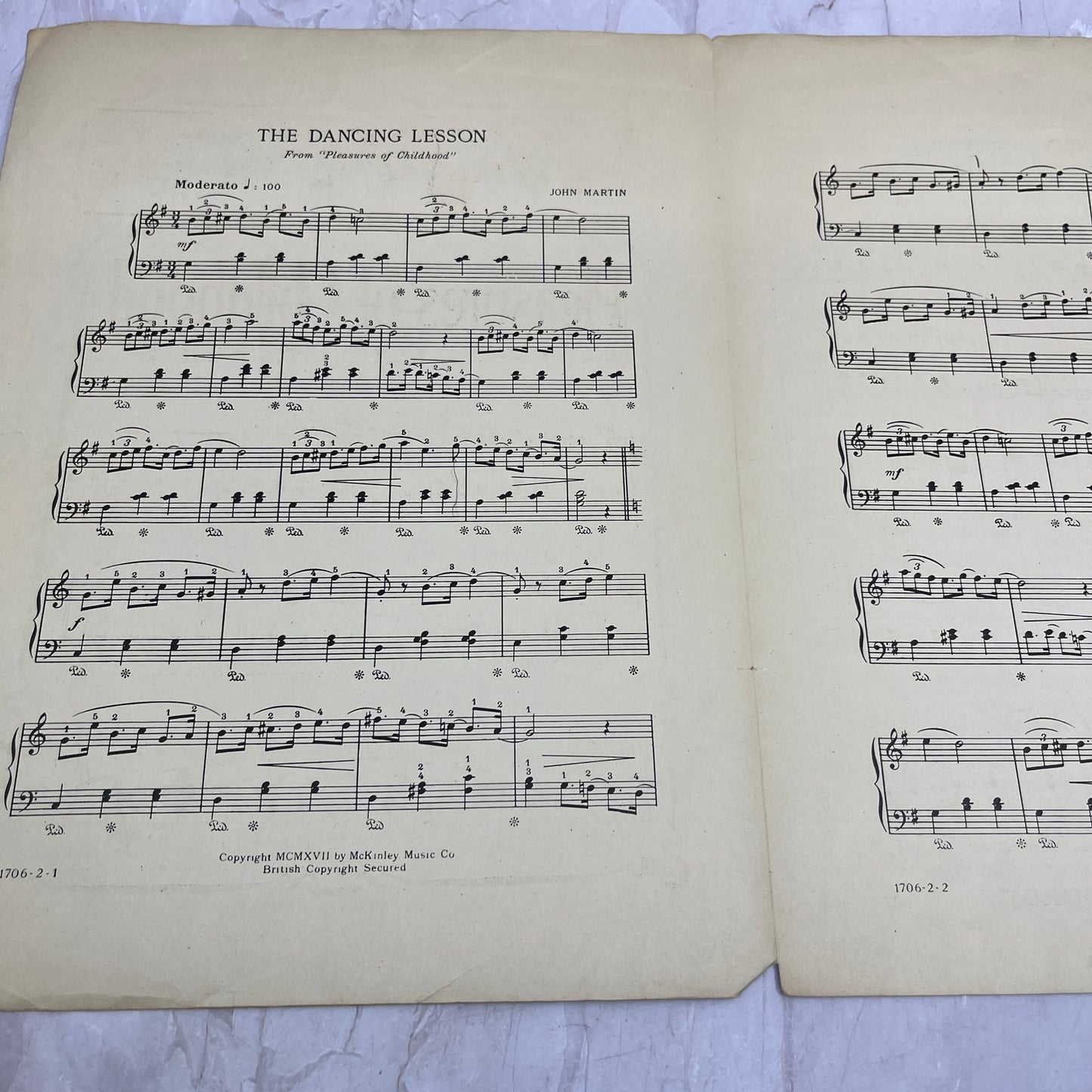 1917 Pleasures of Childhood First Grade The Dancing Lesson Sheet Music Ti5