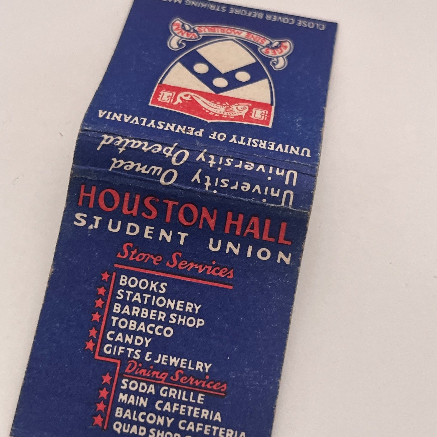 University of Pennsylvania Houston Hall Student Union Matchbook Cover TB8-MB2-3