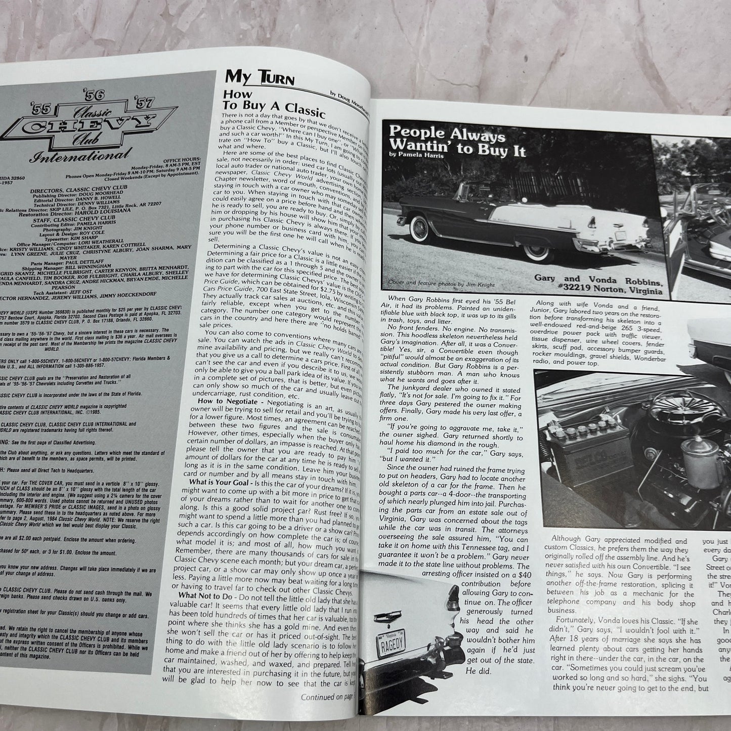 605 Power Steering Column Shift - '55, '56, '57 Classic Chevy World Aug 1985 M31