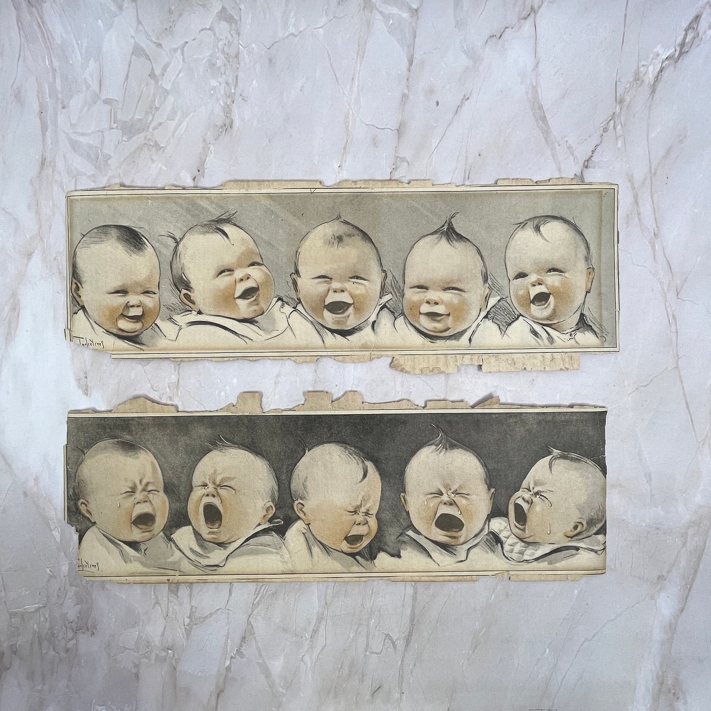 Charles Twelvetrees Prints of Babies Happy/Sad Art Prints 4.5x14 Each FL6-4