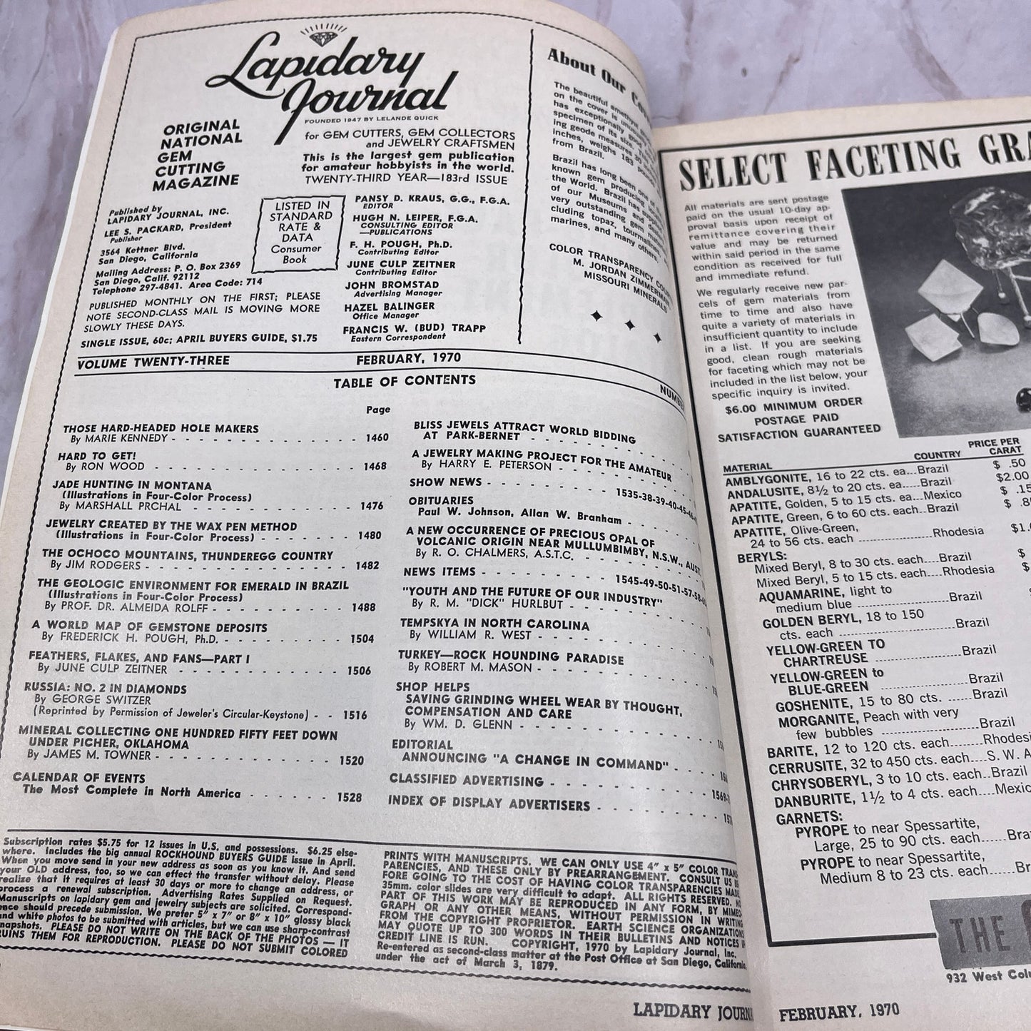 Giant 30 Inch Amethyst Cluster Brazil - Lapidary Journal Magazine - Feb 1970 M28