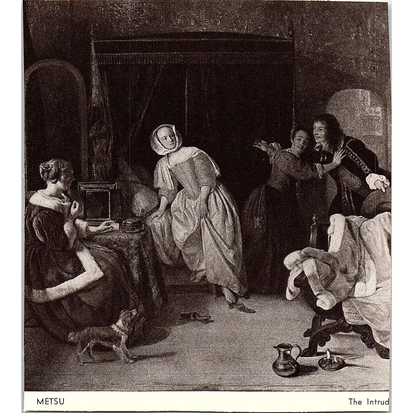 A Dutch Courtyard - de Hooch Lithograph Vintage Art Print 4.5x5 V5