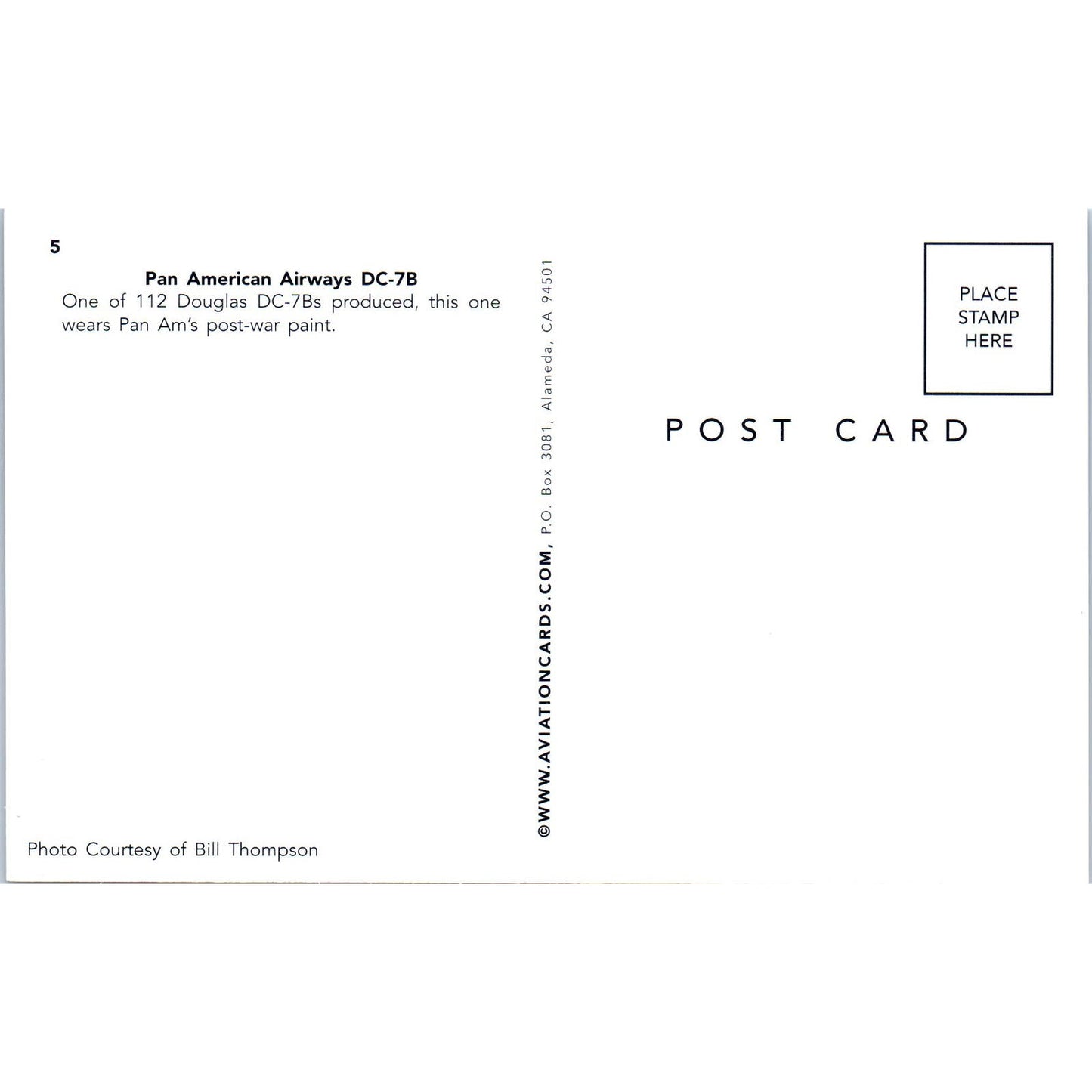 Pan American Airways DC-7B Vintage Postcard PC1