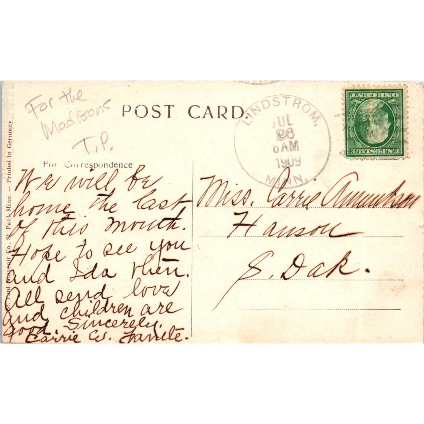 1909 Boat Landing & Peninsula Hotel Lindstrom Minnesota Vintage Postcard PD10