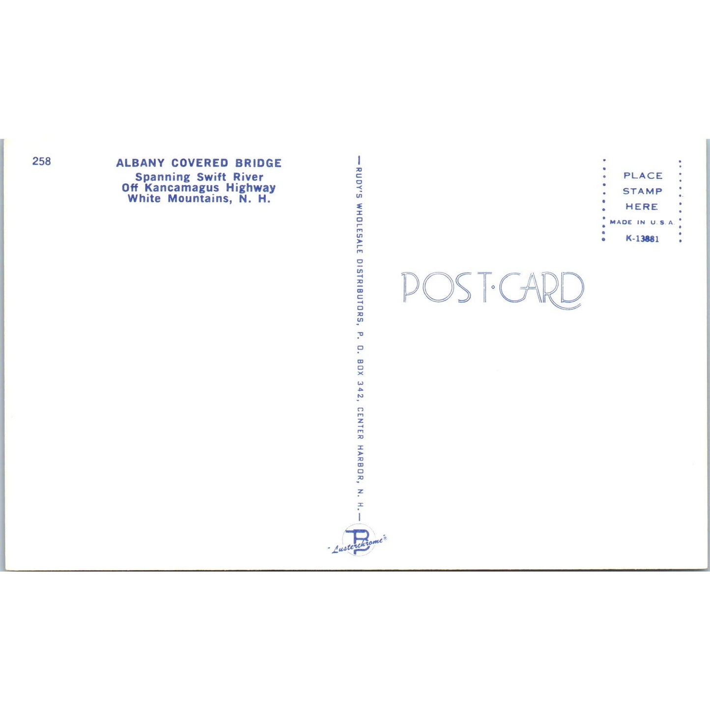 Albany Bridge Swift River White Mountains NH Covered Bridge Postcard PC1