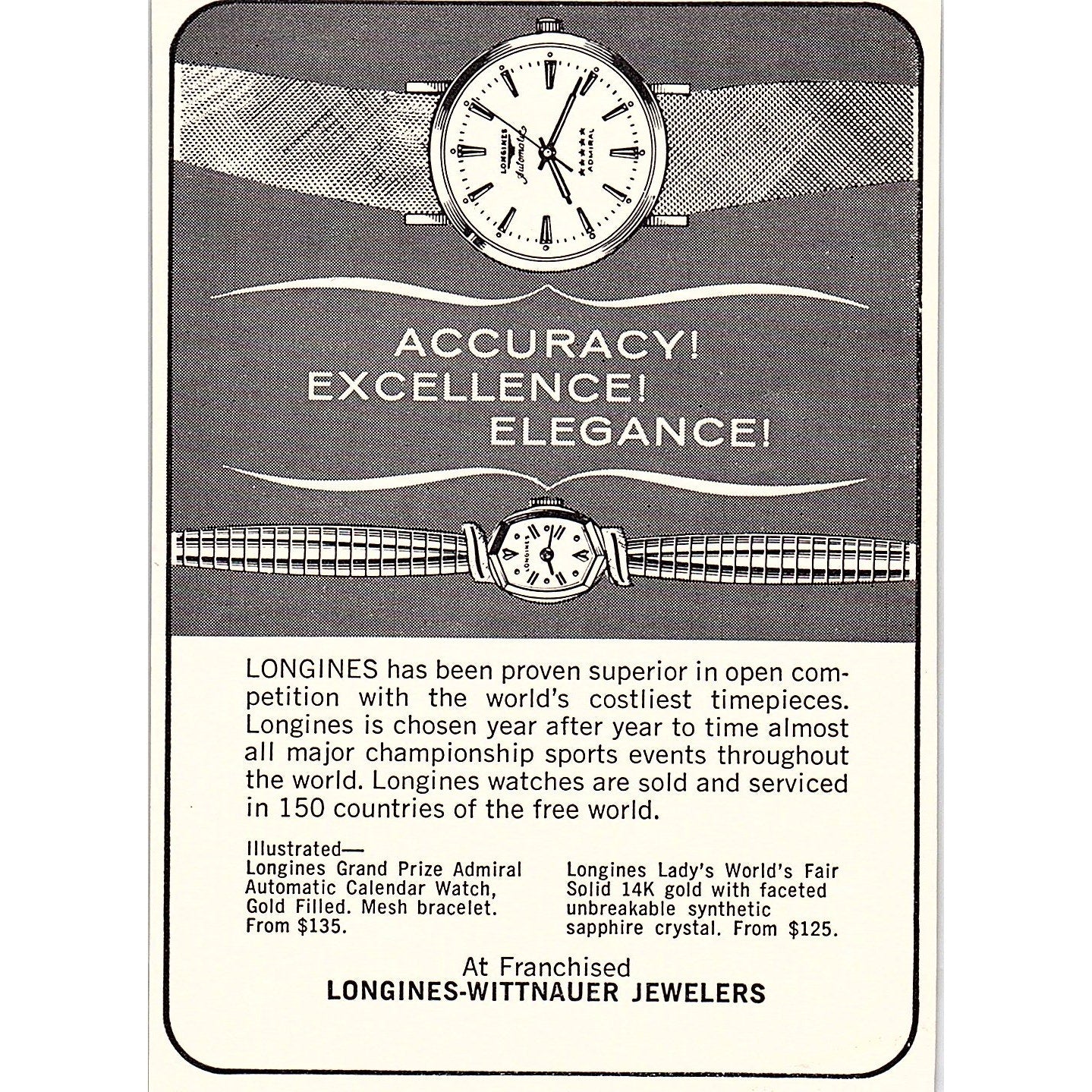 Longines-Wittnauer Jewelers 1964 Program Ad AG7-3