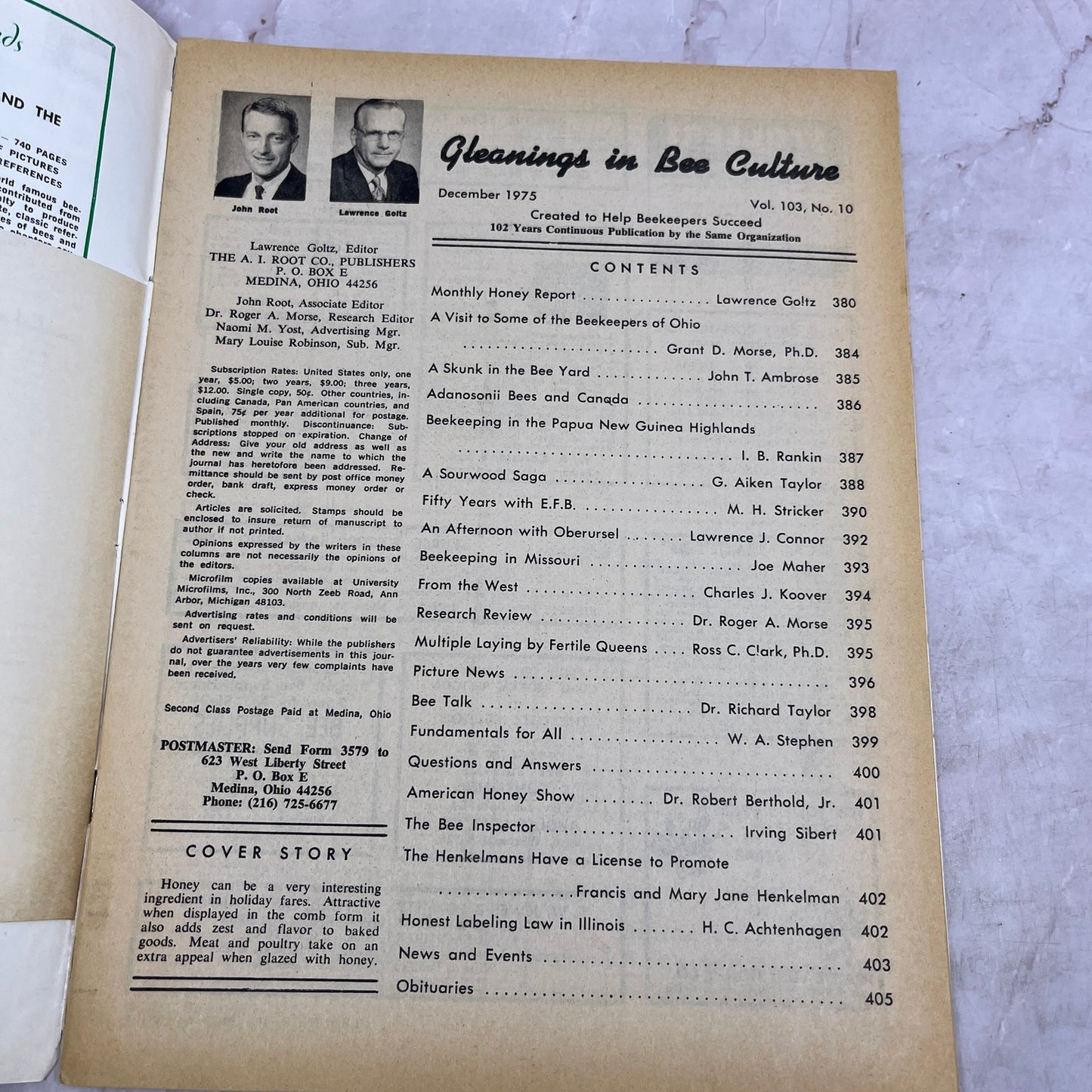 1975 Dec - Gleanings in Bee Culture Magazine - Bees Beekeeping Honey M33