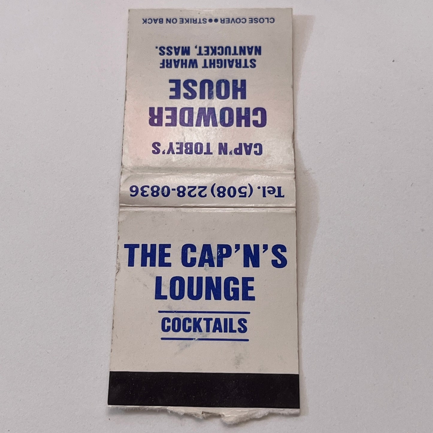 Cap'n Tobey's Chowder House Straight Wharf Nantucket Matchbook Cover TB6-MB1-10