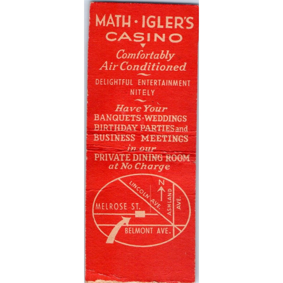Math Igler's Casino Chicago Vintage Matchbook Cover SD2-Y5