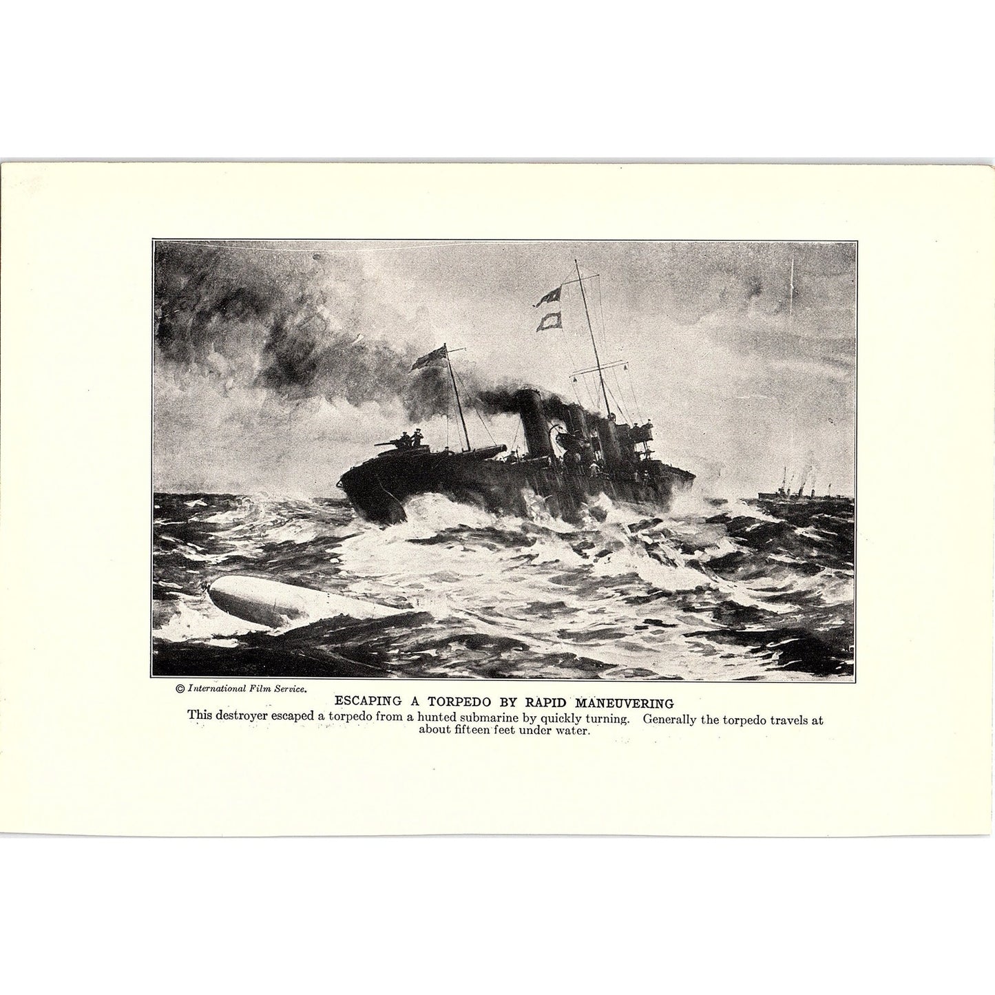 British Cruiser Highflyer Sinking Kaiser Wilhelm Der Grosse 1919 WWI Print AG1-2