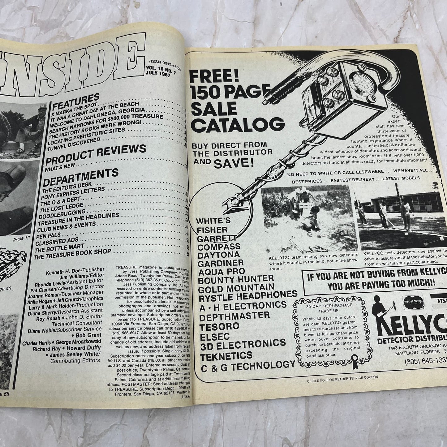 1987 July - Treasure Magazine - Treasure Hunting Metal Detecting Gold Coins M10