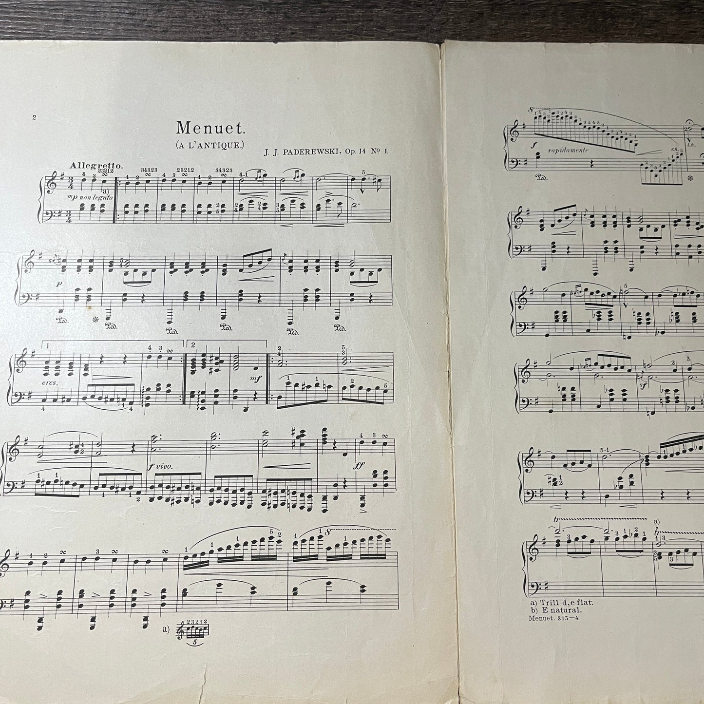 Menuet by Paderewski c1905 Sheet Music V13
