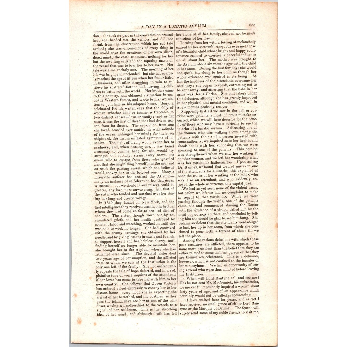A Day in a Lunatic Asylum - 4 Pages 1854 Article I19