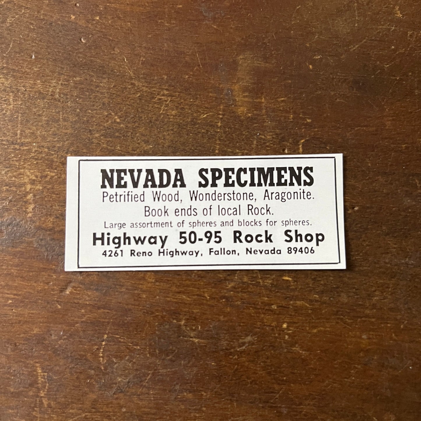Nevada Specimens Highway 50-95 Rock Shop Fallon NV 1972 Ad AF8-S7