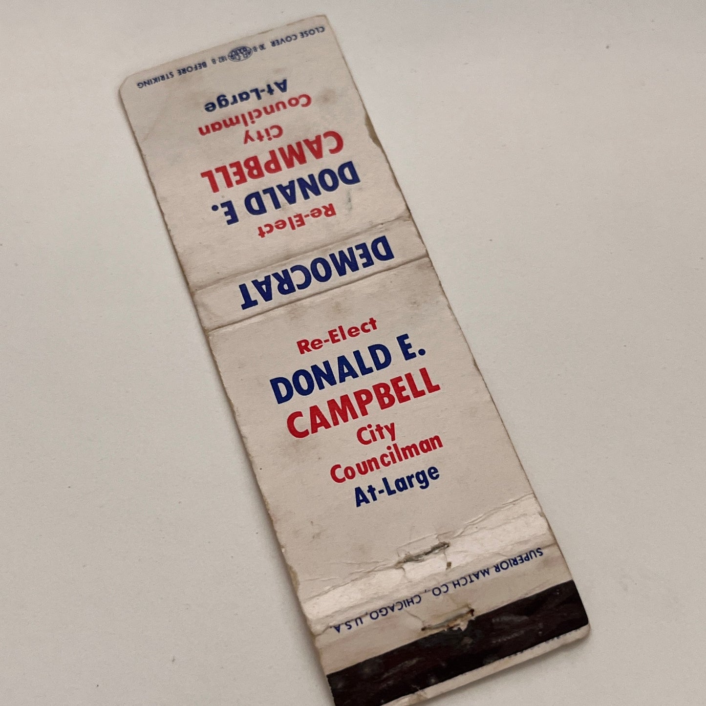 Vote Donald E Campbell City Council At-Large Democrat Vtg Matchbook TB6-MB2-15