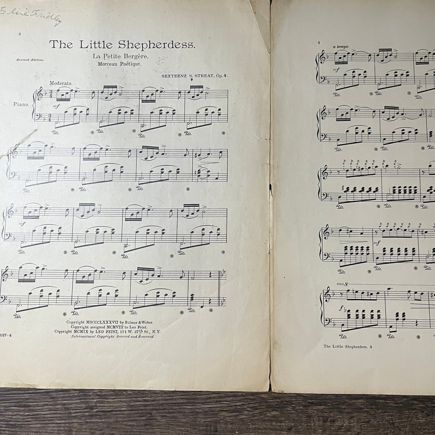 The Little Shepherdess La Petite Bergere Morceau Poetique 1908 Sheet Music V13