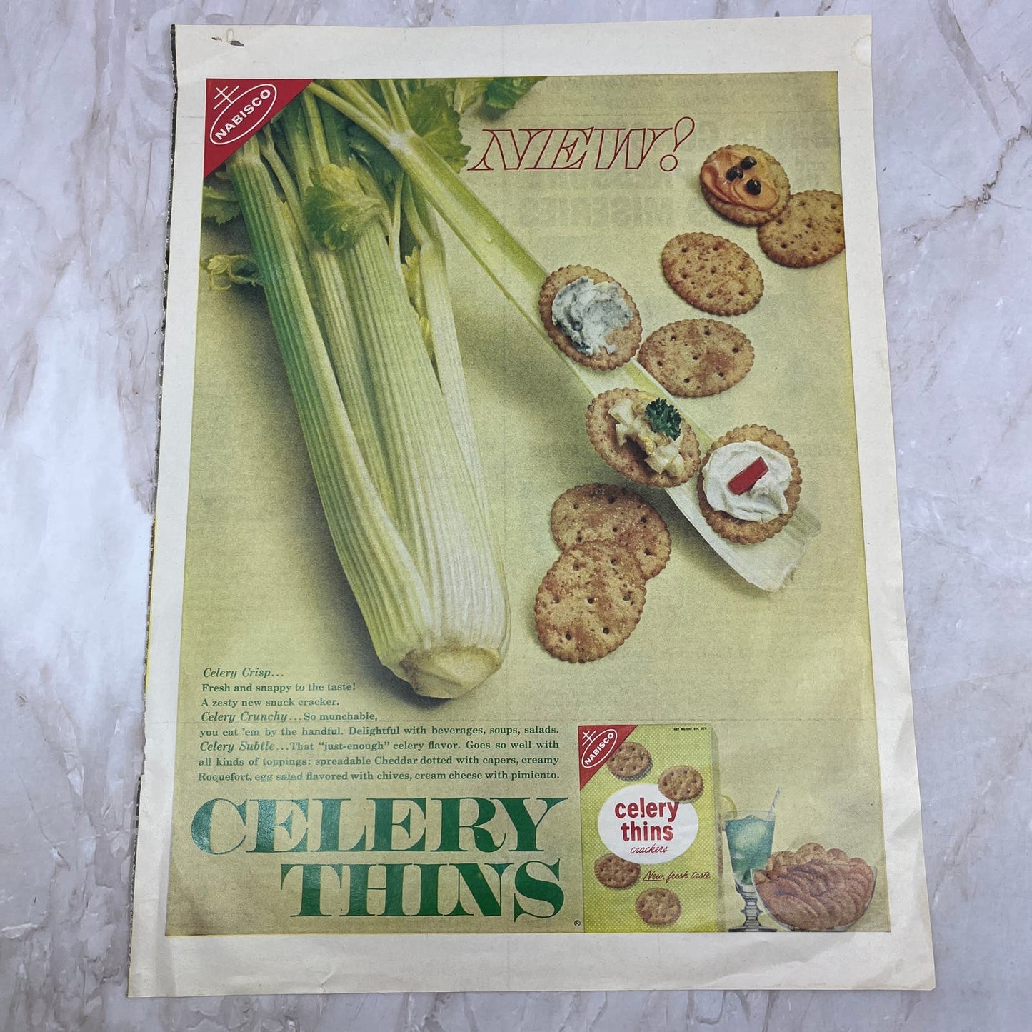Nabisco Celery Thins Crackers 10x13 Magazine Advertisement FL6-7
