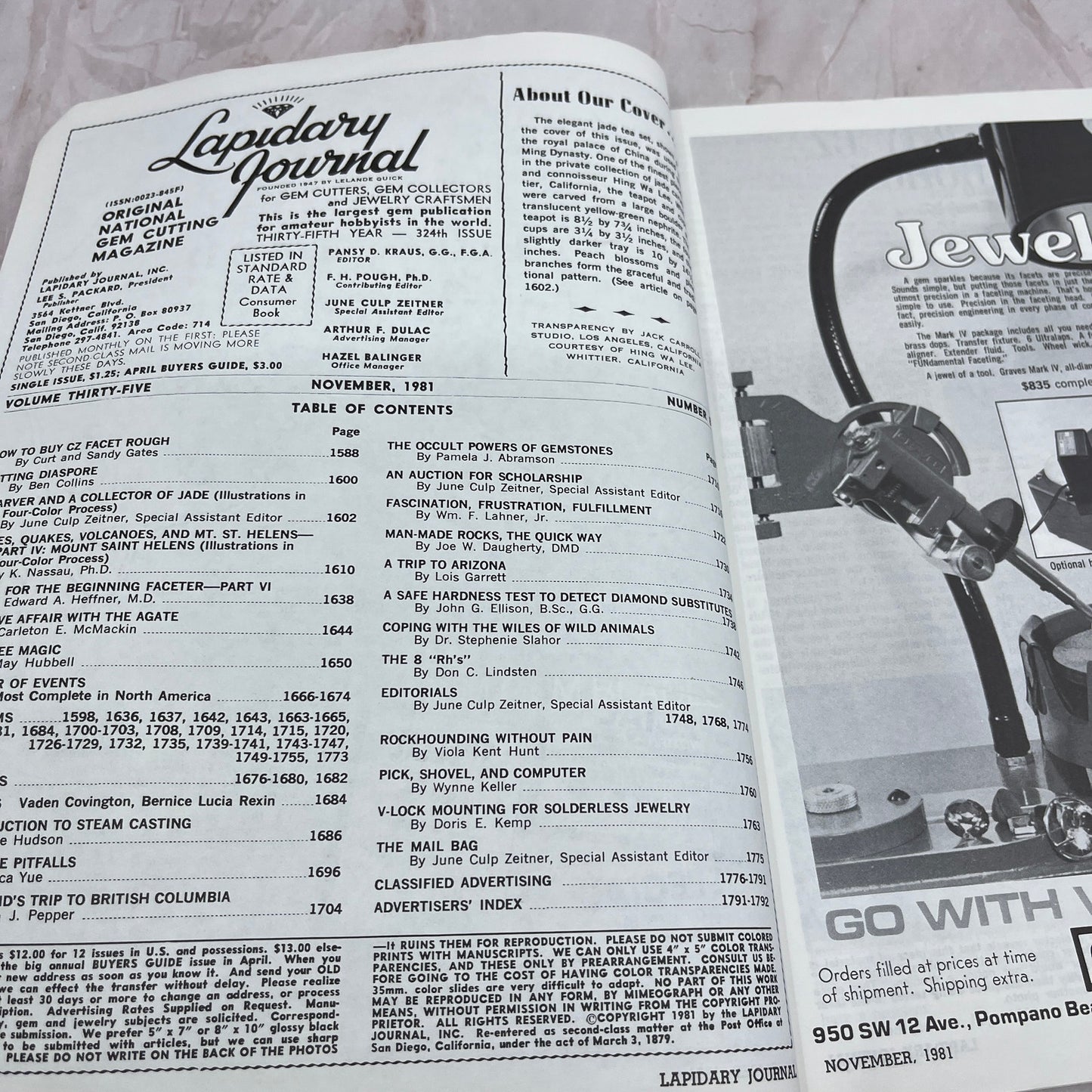 A Nephrite Jade Tea Set - Lapidary Journal Magazine - Nov 1981 M22