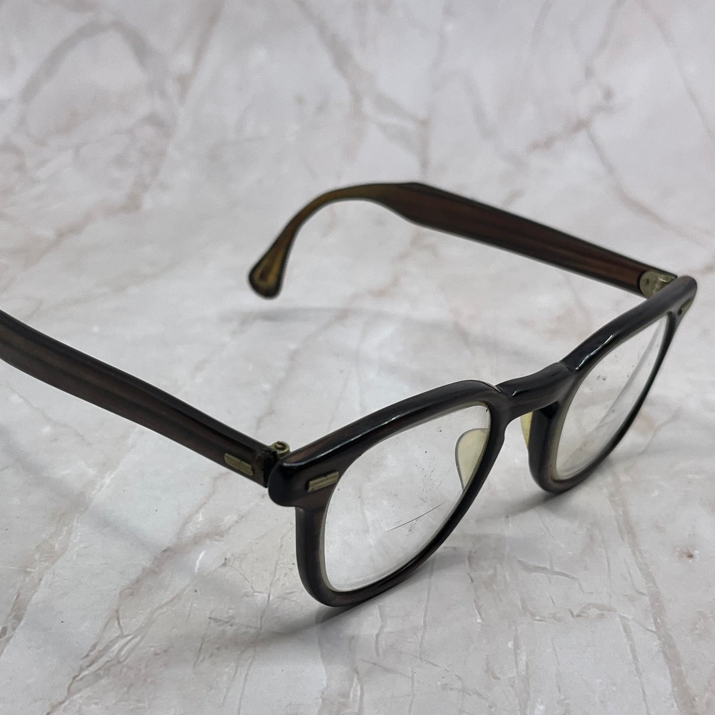 Retro Titmus Brown Tiger Eye Acrylic Eyeglasses 4 1/2x6" USA SB8