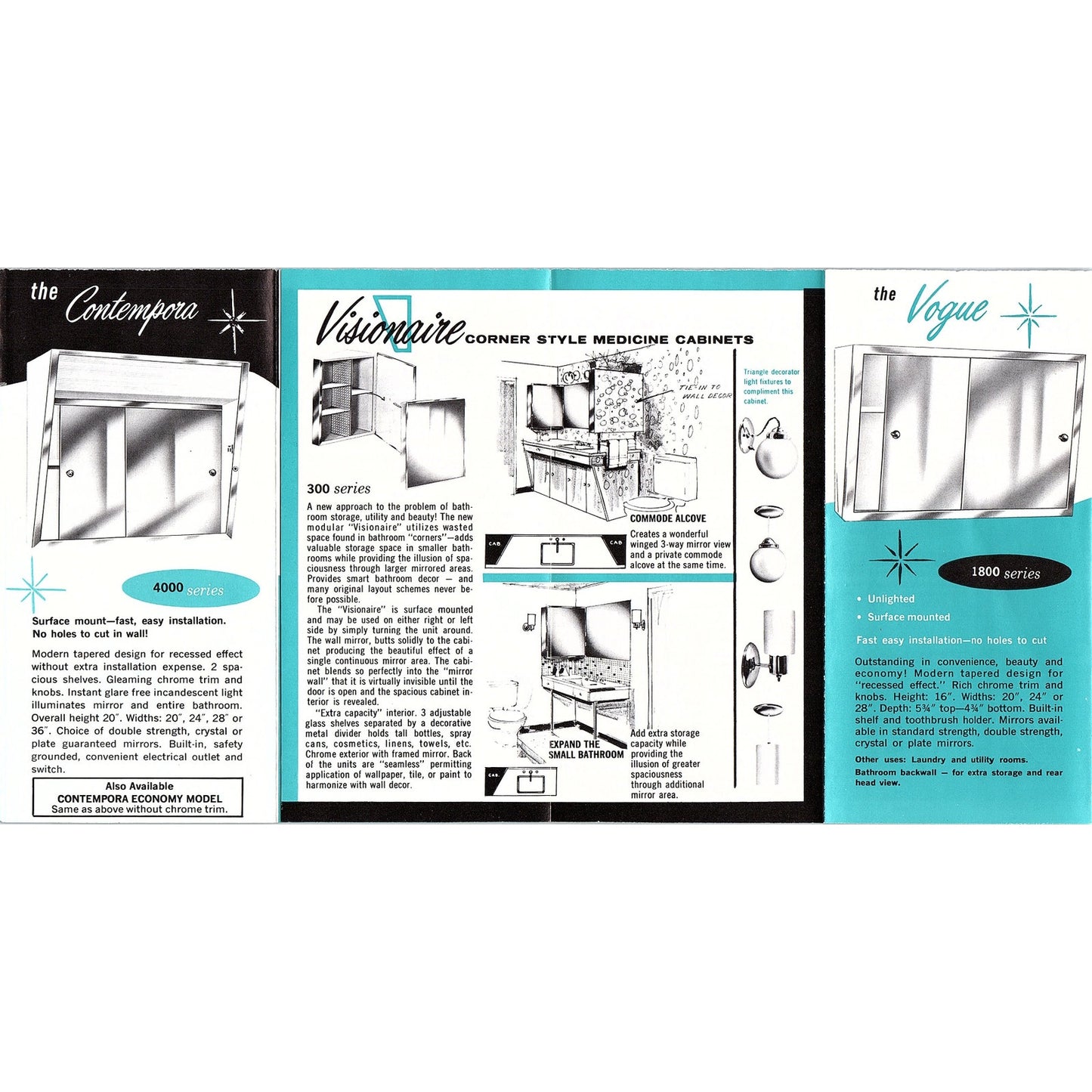 1965 Triangle Products New Concepts in Bathroom Cabinets Vintage Brochure AG5-H3