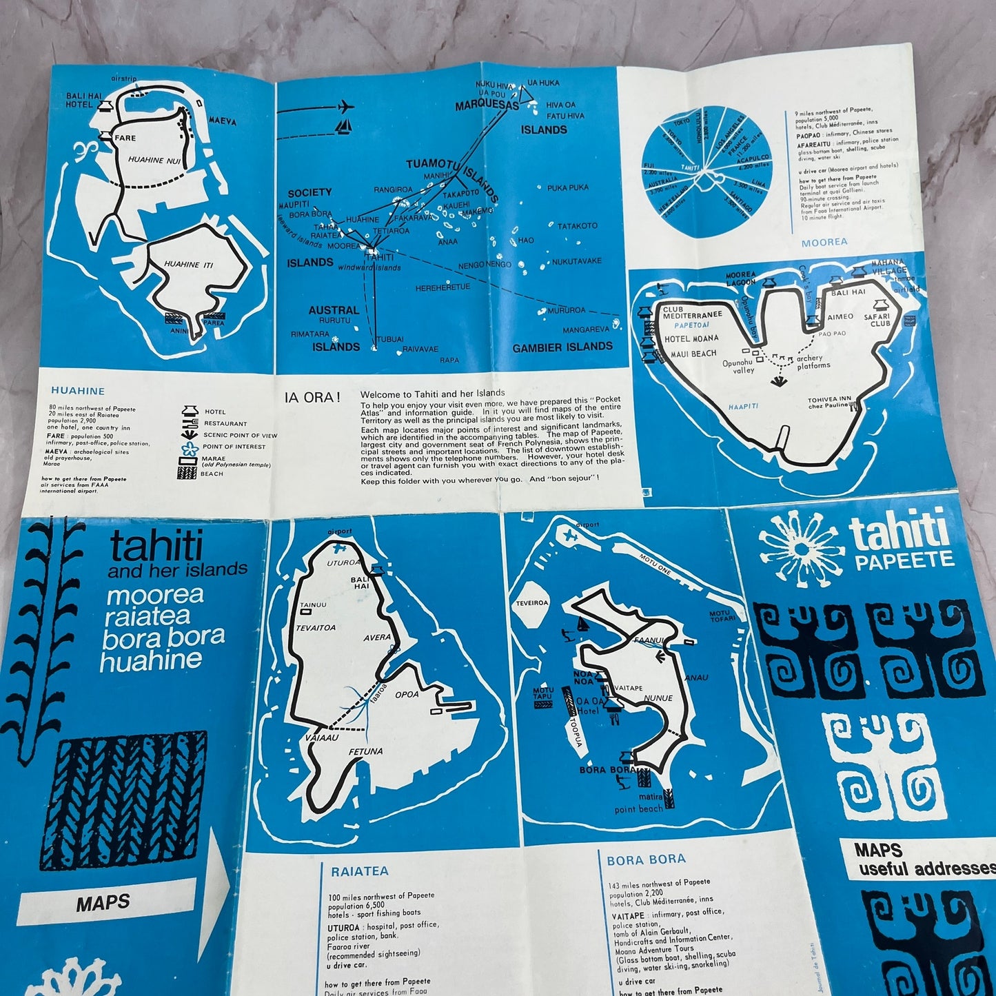 1973 Tahiti & Friends Moorea Raiatea Bora Bora Huahine Travel Brochure ML1-7