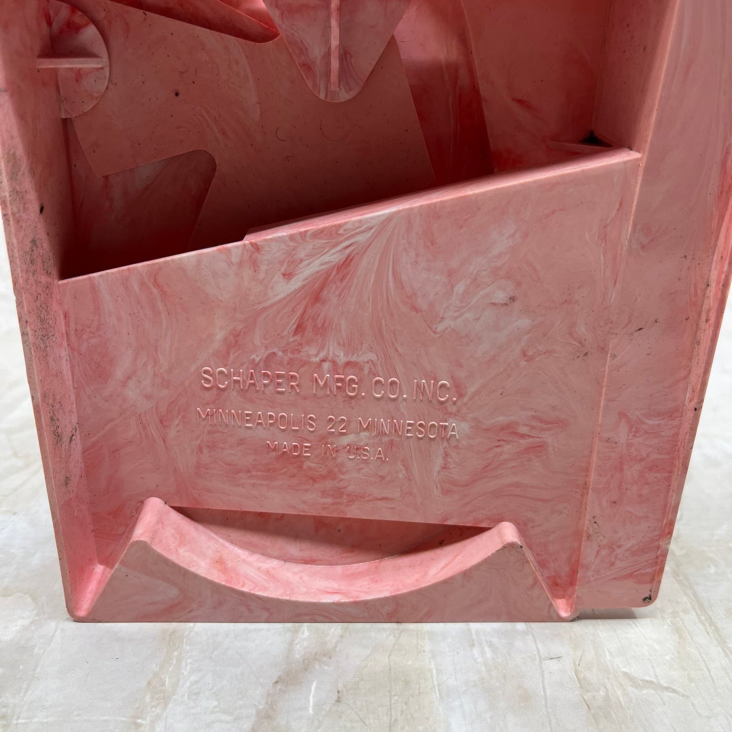 1961 ROCK, PAPER, SCISSORS GAME Pink Marbled Celluloid Schaper Minneapolis TI9