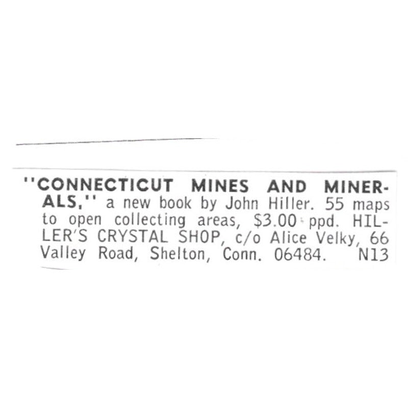 Hiller's Crystal Shop Alice Velky Shelton Connecticut 1972 Ad AF8-S9