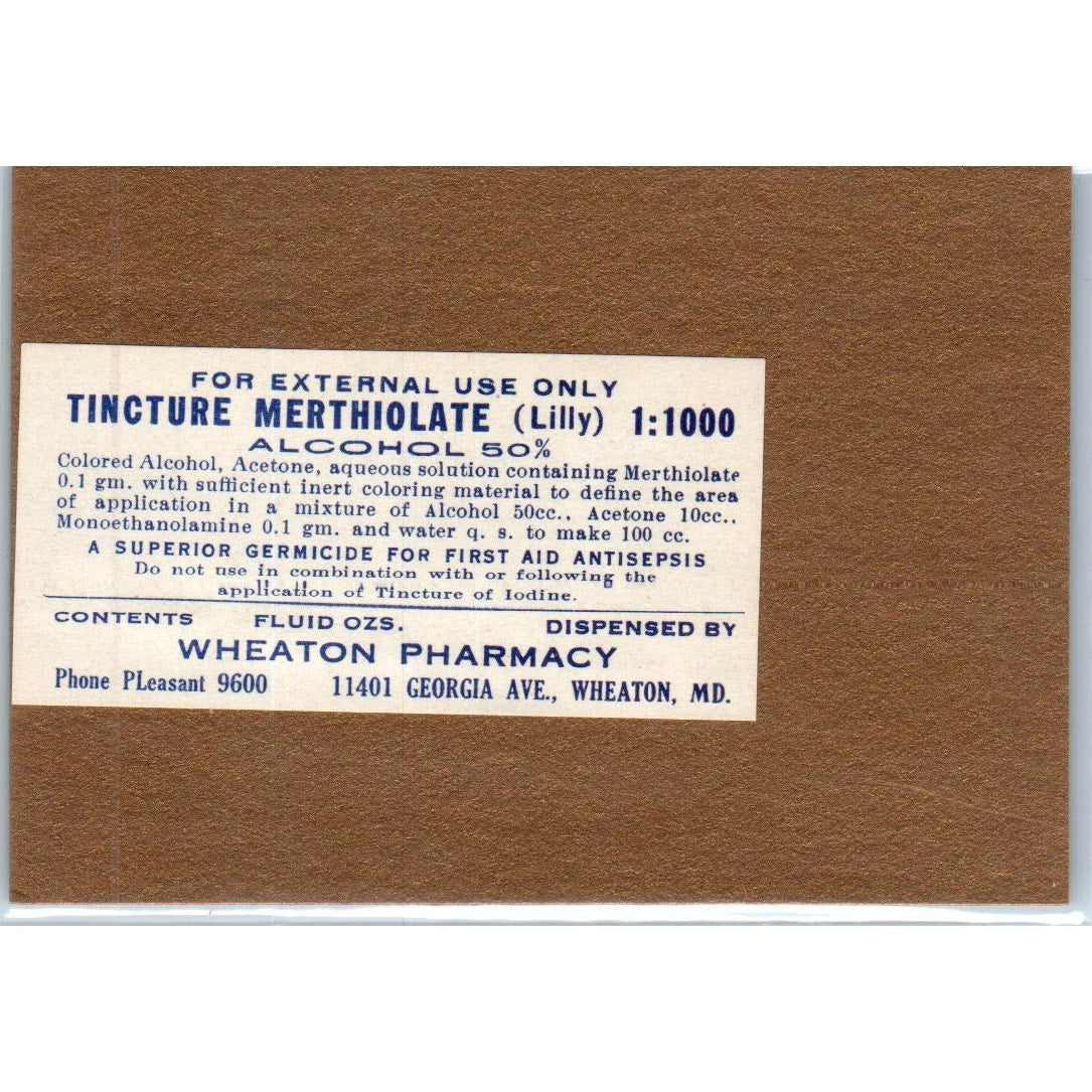 Wheaton Pharmacy Tincture Wheaton MD Antique Apothecary Label TH2-AL