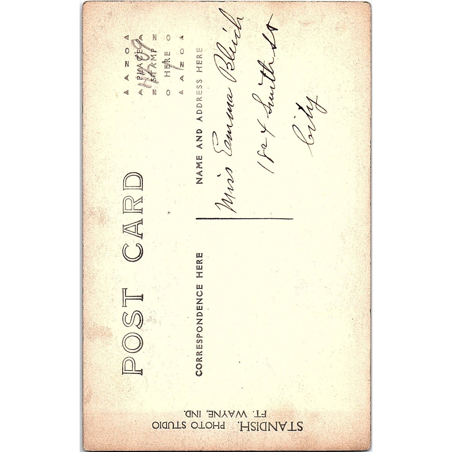 Miss Emma Bleich Fort Wayne IN Antique Real Photo RPPC Postcard PE14