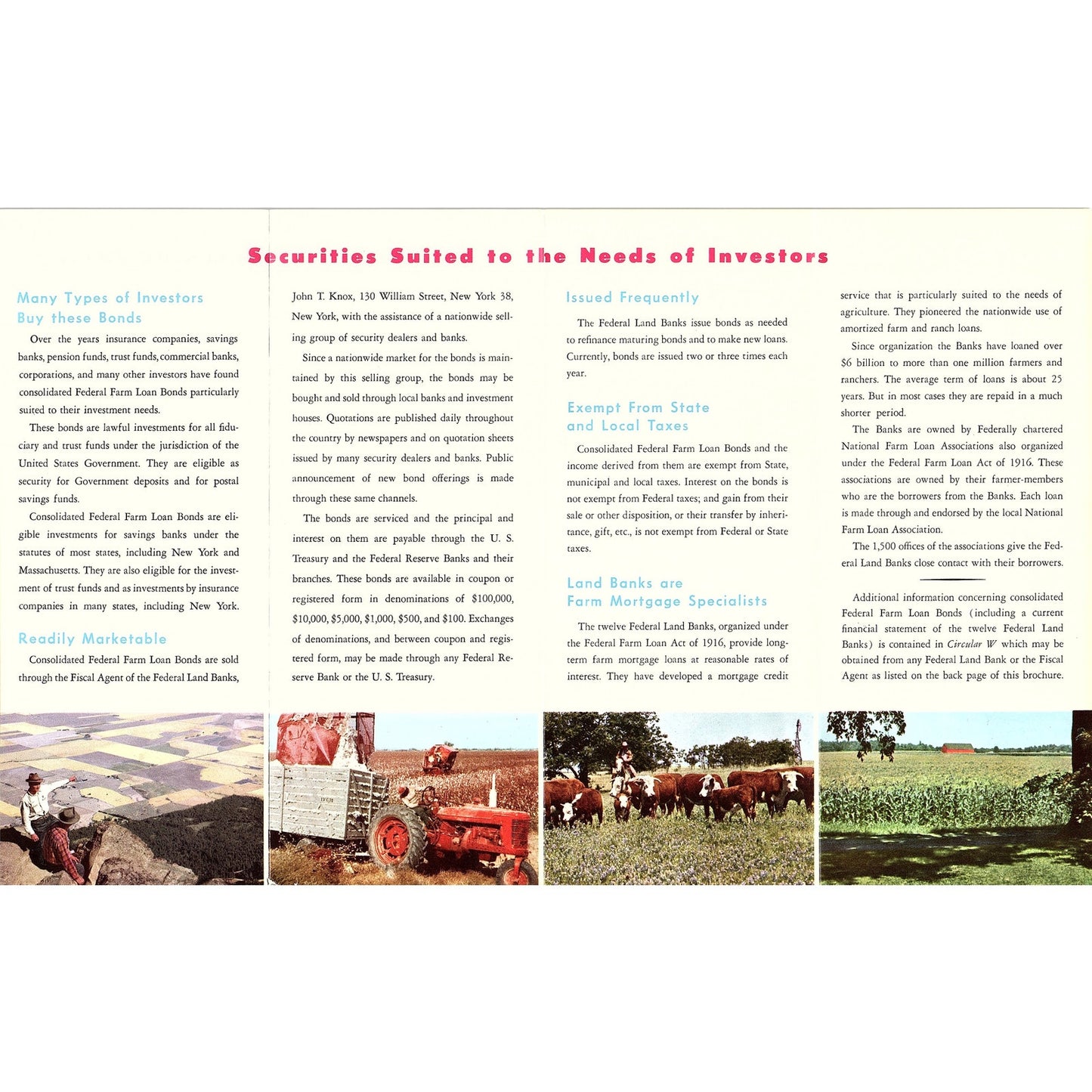 Consolidated Federal Farm Loan Bonds Vintage Brochure AG5-H3