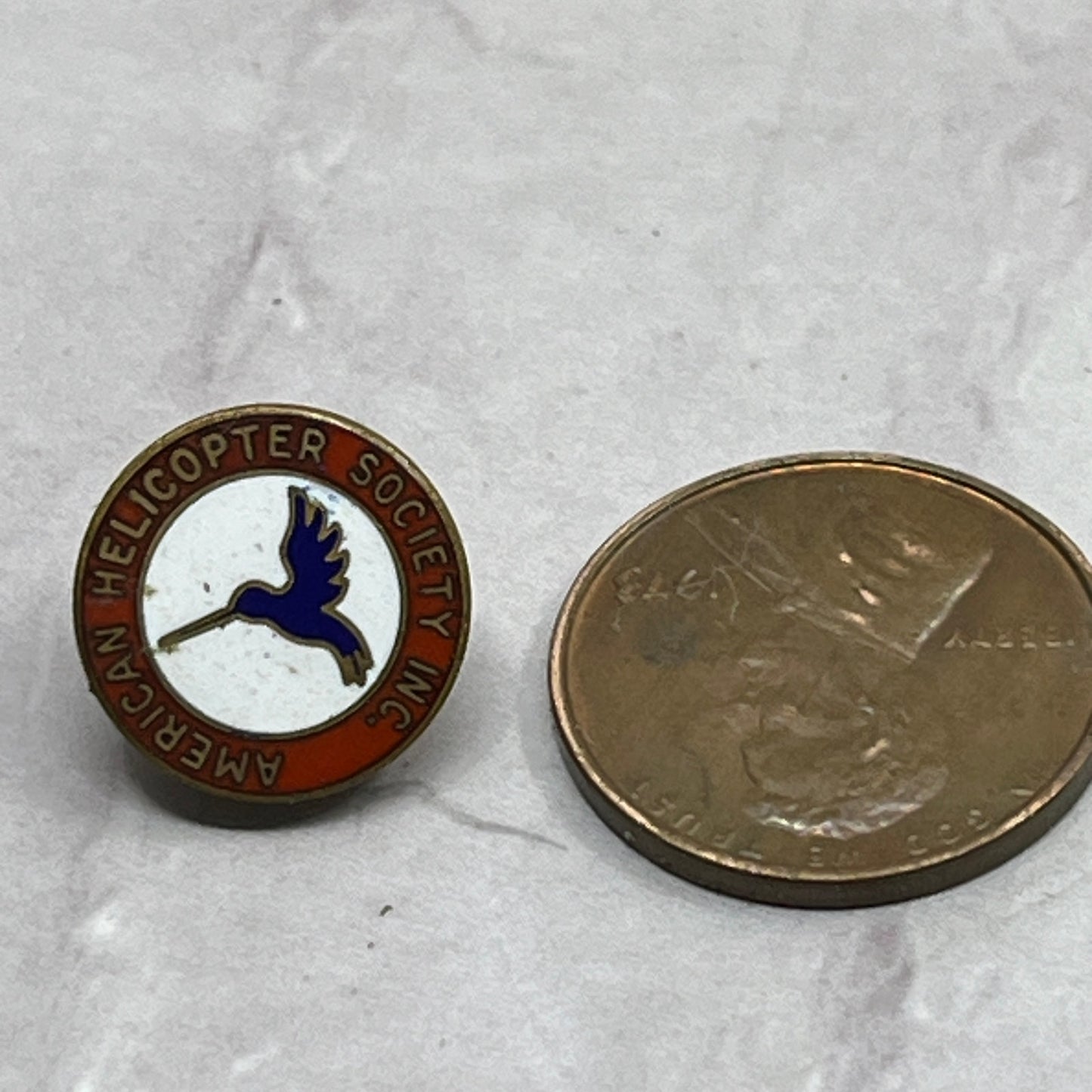 Vintage American Helicopter Society Inc Hummingbird Enamel Pinback Button SB7