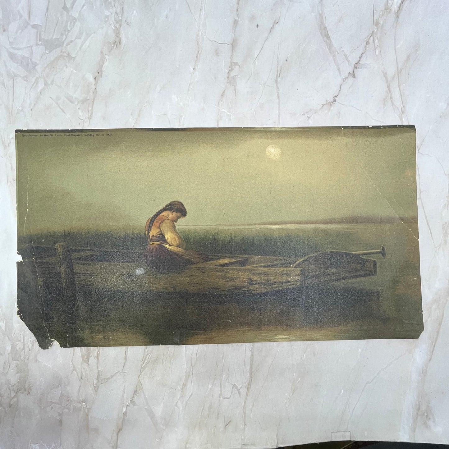 1902 Heinrich Vosberg "Alone and Forsaken Art Print Lithograph 8x15 FL6-3