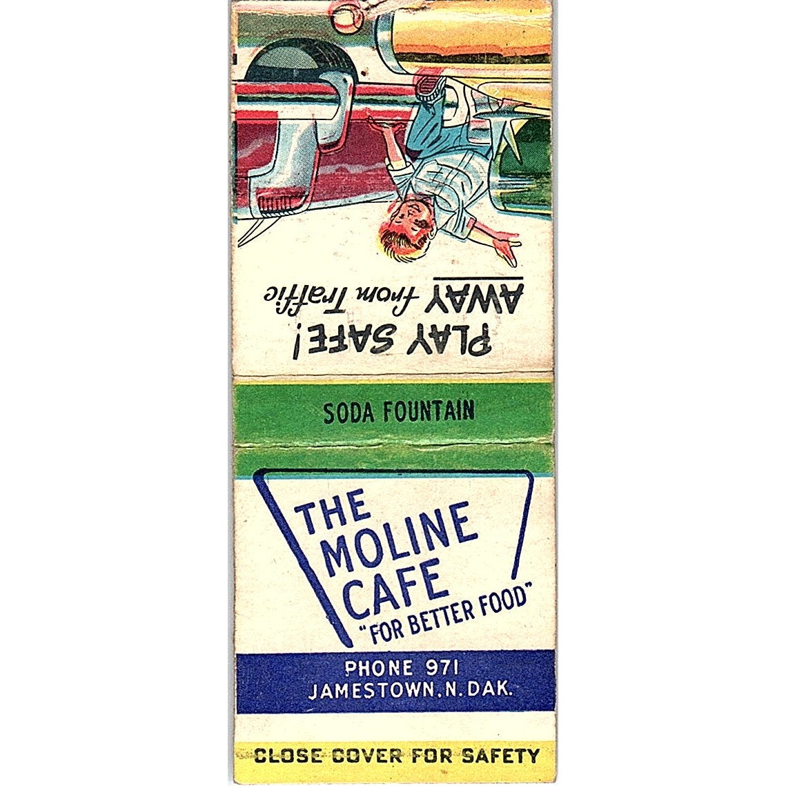 The Moline Cafe Jamestown North Dakota Vintage Matchbook Cover SF3-Y5