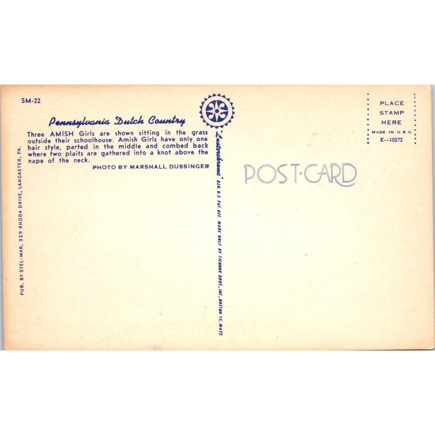 Amish Girls Outside Their Schoolhouse Pennsylvania Dutch Country Postcard PD7