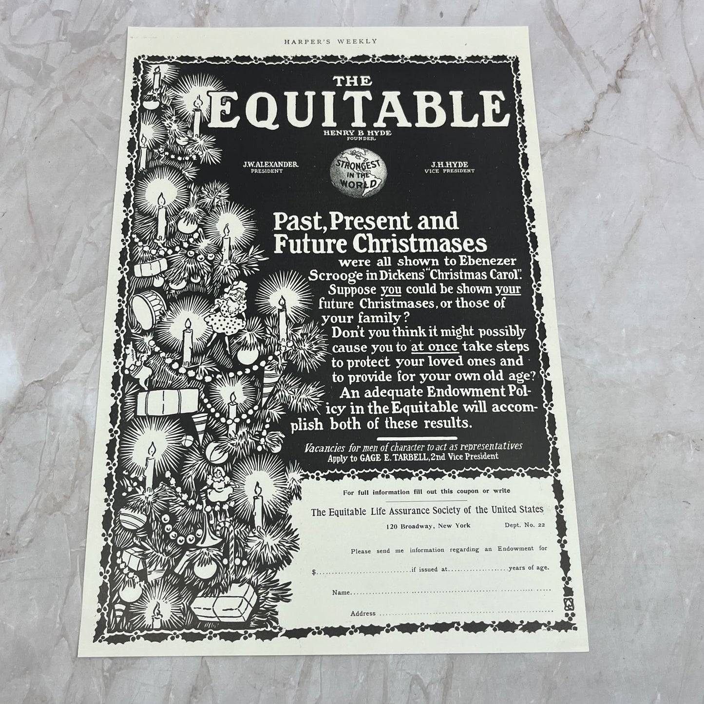 The Equitable Henry B. Hyde Christmas c1910 Magazine Ad FL6-9