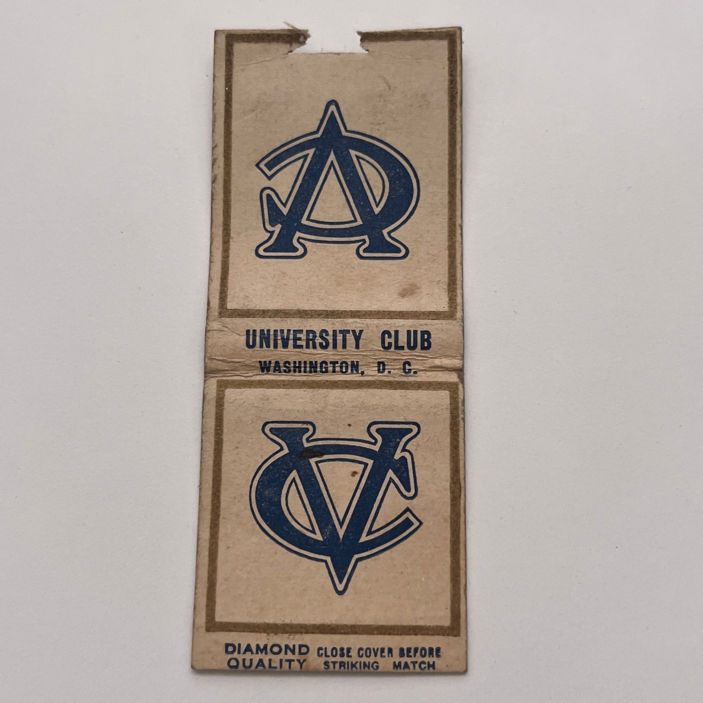 University Club Washington DC Vintage Matchbook Cover MM3-4