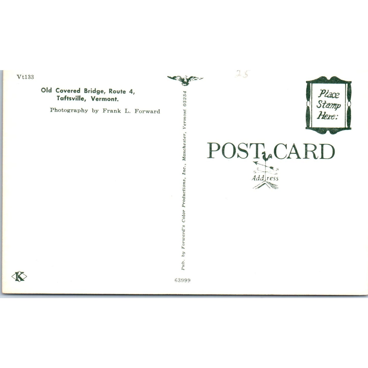 Old Covered Bridge Route 4 Taftsville VT Vintage Covered Bridge Postcard PD6