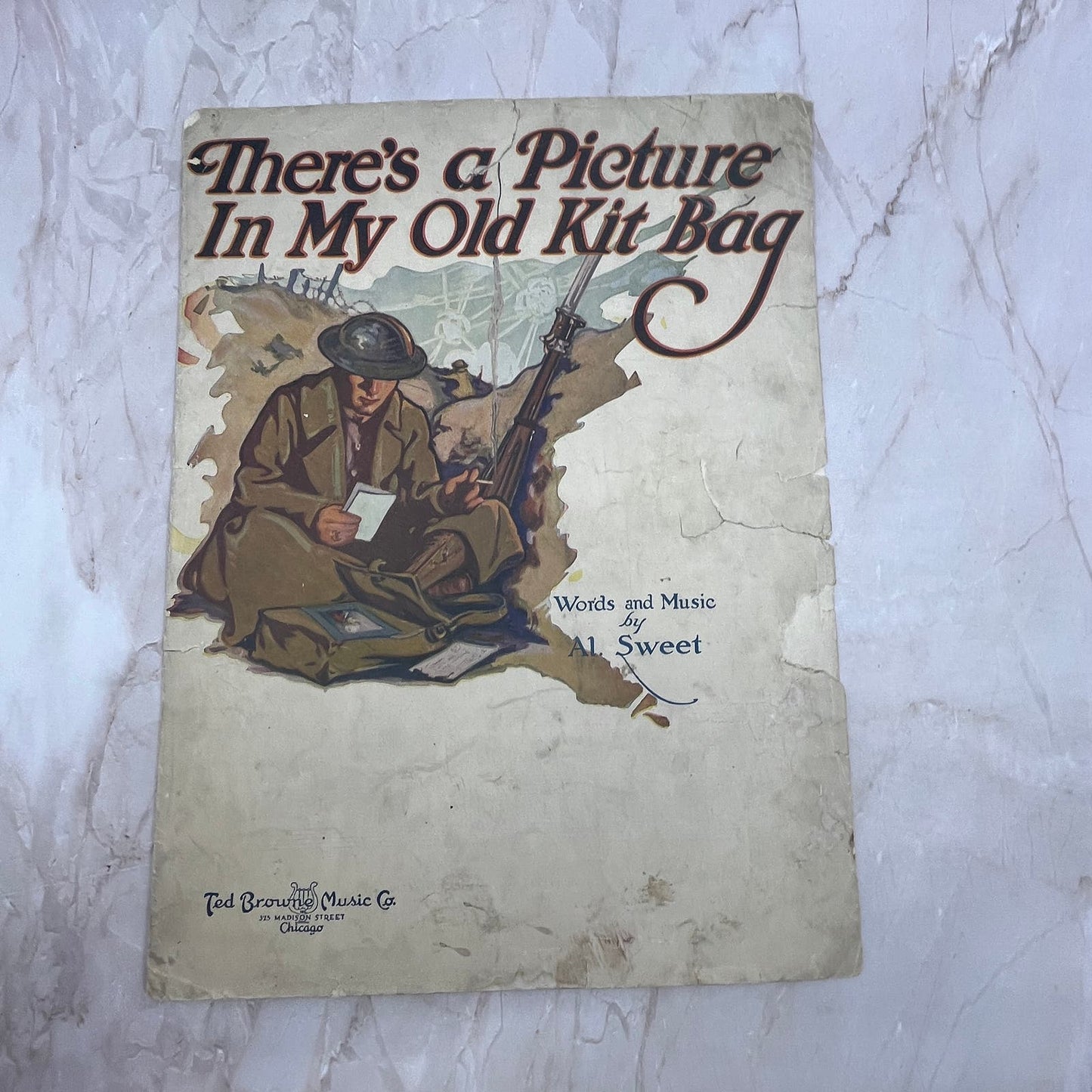 1918 WWI - There's a Picture in My Old Kit Bag Al Sweet Sheet Music FL6-5