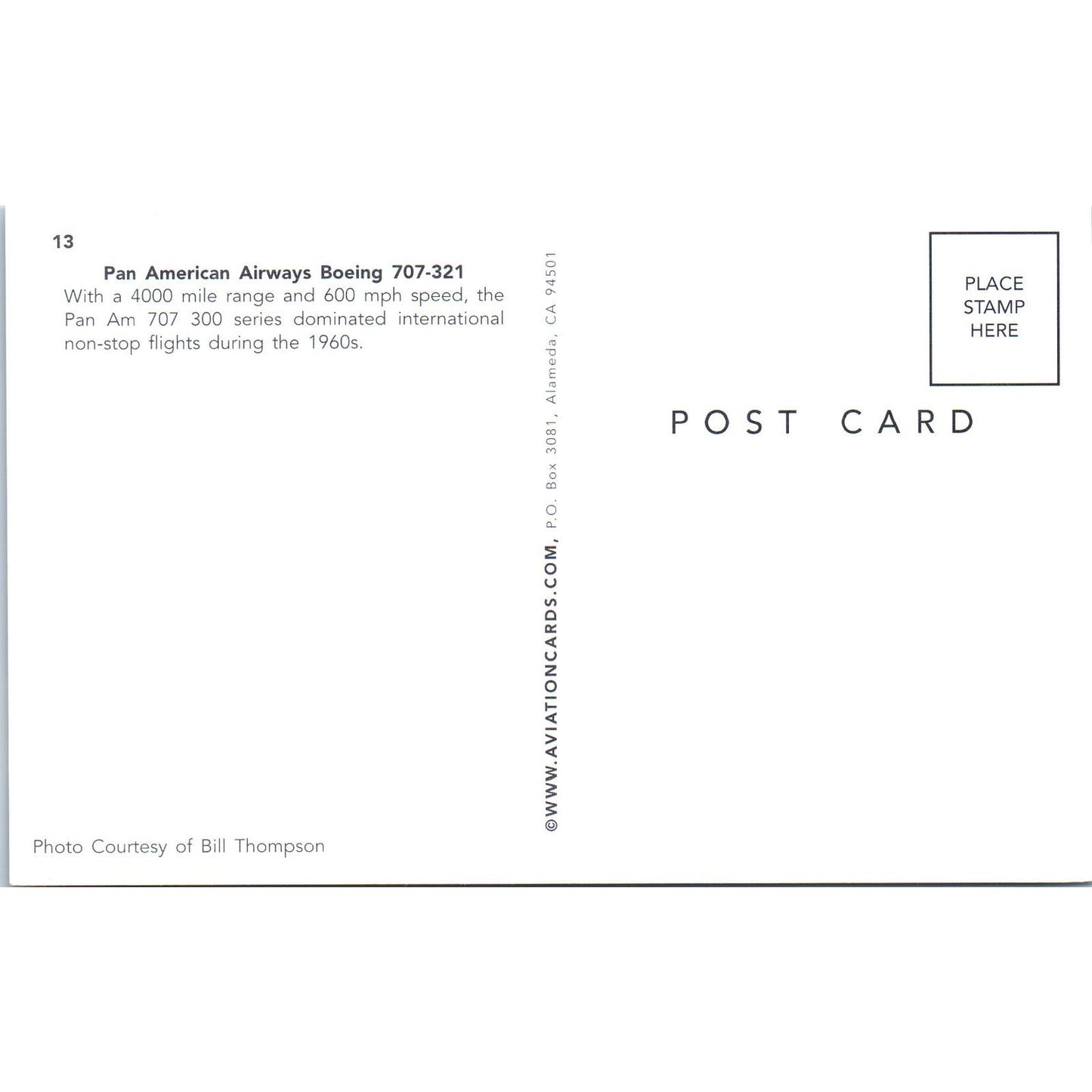 Pan American Airways Boeing 707-321 Vintage Postcard PC18