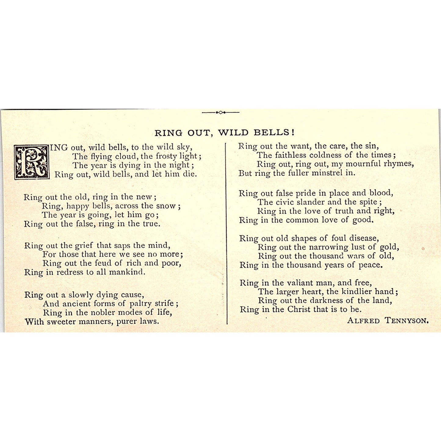 Ring Out, Wild Bells! Alfred Tennyson 1884 Poem AG3-M4