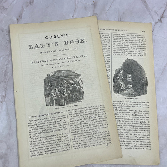 1857 Original Article on the Manufacture of Buttons C.T. Hinckley D19