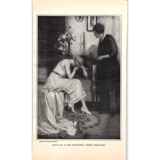 Janet Sobbing at Spinet-Desk Frances Rogers 1924 Magazine Clip D23